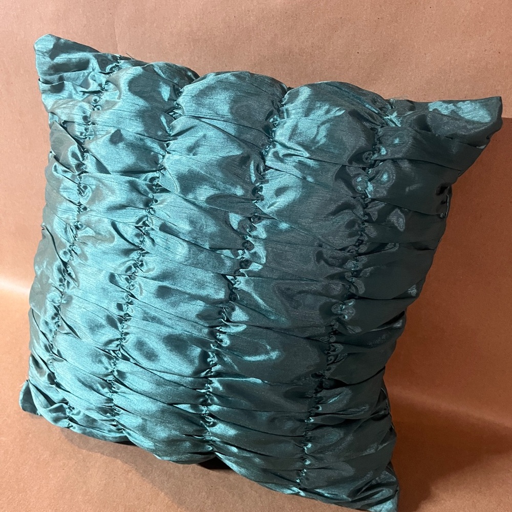 Teal Ruched Decorative Pillow